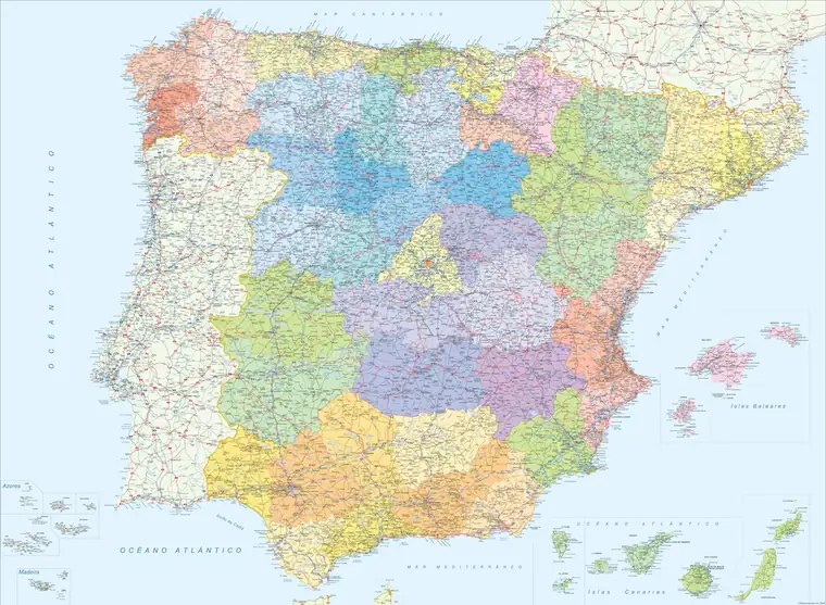 Mapa detallado de España por provincias